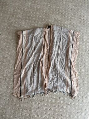 Club Monaco Beige Wool Blend Open Cardigan with Dark Stripe